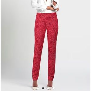 Zadig & Voltaire Black & Red Jacquard Leopard Print‎ Prune Jac Leo Pants 34/XS